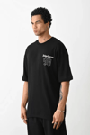 Unisex Baskılı Oversize T-shirt - Siyah