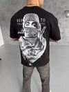 Unisex Baskılı Oversize T-shirt - Siyah