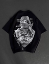 Unisex Baskılı Oversize T-shirt - Siyah