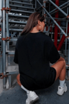 Unisex Baskılı Oversize T-shirt - Siyah