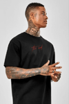 Unisex Baskılı Oversize T-shirt - Siyah
