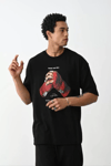 Unisex Baskılı Oversize T-shirt - Siyah