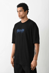 Unisex Baskılı Oversize T-shirt - Siyah