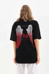 Unisex Baskılı Oversize T-shirt - Siyah