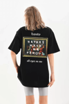 Unisex Baskılı Oversize T-shirt - Siyah