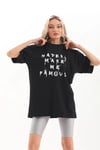 Unisex Baskılı Oversize T-shirt - Siyah