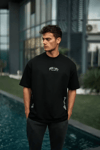 Unisex Baskılı Oversize T-shirt - Siyah