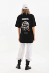 Unisex Baskılı Oversize T-shirt - Siyah