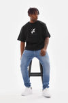 Unisex Baskılı Oversize T-shirt - Siyah