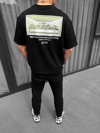 Unisex Baskılı Oversize T-shirt - Siyah