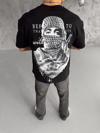 Unisex Baskılı Oversize T-shirt - Siyah