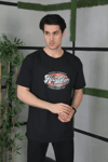 Unisex Baskılı Oversize T-shirt - Siyah