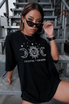 Unisex Baskılı Oversize T-shirt - Siyah