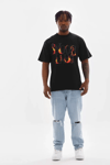 Unisex Baskılı Oversize T-shirt - Siyah