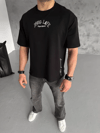 Unisex Baskılı Oversize T-shirt - Siyah