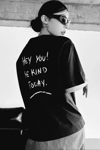 Unisex Baskılı Oversize T-shirt - Siyah