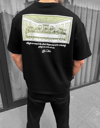 Unisex Baskılı Oversize T-shirt - Siyah
