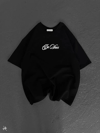 Unisex Baskılı Oversize T-shirt - Siyah