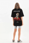 Unisex Baskılı Oversize T-shirt - Siyah