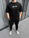 Unisex Baskılı Oversize T-shirt - Siyah