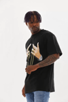 Unisex Baskılı Oversize T-shirt - Siyah