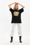Unisex Baskılı Oversize T-shirt - Siyah