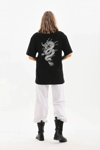 Unisex Baskılı Oversize T-shirt - Siyah