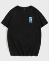Unisex Baskılı Oversize T-shirt - Siyah
