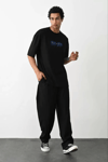 Unisex Baskılı Oversize T-shirt - Siyah