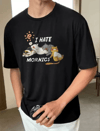Unisex Baskılı Oversize T-shirt - Siyah