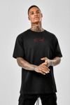 Unisex Baskılı Oversize T-shirt - Siyah