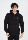 Unisex Baskılı Tam Fermuarlı Kapşonlu Sweatshirt - Siyah