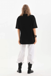 Unisex Bisiklet Yaka 20/1 Düz Oversize T-shirt - Siyah