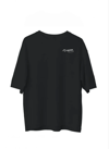 Unisex Bisiklet Yaka Baskılı Oversize T-shirt - Siyah