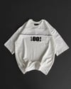 Unisex Bisiklet Yaka Baskılı Oversize T-shirt - Beyaz