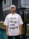 Unisex Bisiklet Yaka Baskılı Oversize T-shirt - Beyaz