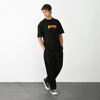 Unisex Bisiklet Yaka Baskılı Oversize T-shirt - Siyah