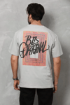 Unisex Bisiklet Yaka Baskılı Oversize T-shirt - Gri