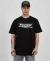 Unisex Bisiklet Yaka Baskılı Oversize T-shirt - Siyah