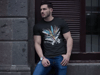 Unisex Bisiklet Yaka Baskılı Oversize T-shirt - Siyah