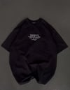 Unisex Bisiklet Yaka Baskılı Oversize T-shirt - Siyah