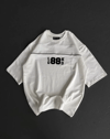 Unisex Bisiklet Yaka Baskılı Oversize T-shirt - Beyaz