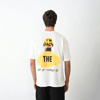 Unisex Bisiklet Yaka Baskılı Oversize T-shirt - Beyaz