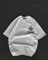 Unisex Bisiklet Yaka Baskılı Oversize T-shirt - Beyaz