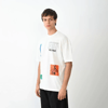 Unisex Bisiklet Yaka Baskılı Oversize T-shirt - Siyah