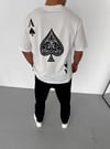 Unisex Bisiklet Yaka Baskılı Oversize T-shirt - Beyaz