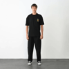 Unisex Bisiklet Yaka Baskılı Oversize T-shirt - Siyah