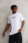Unisex Bisiklet Yaka Baskılı Oversize T-shirt - Beyaz