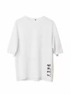 Unisex Bisiklet Yaka Baskılı Oversize T-shirt - Beyaz