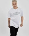 Unisex Bisiklet Yaka Baskılı Oversize T-shirt - Beyaz